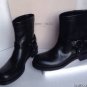 NEW JIMMY CHOO Dixi Shiny Calfskin Low Moto Boot, Black (Size 37) - MSRP $1,195