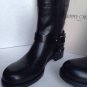 NEW JIMMY CHOO Dixi Shiny Calfskin Low Moto Boot, Black (Size 37) - MSRP $1,195