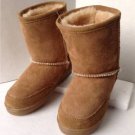 NEW MINNETONKA Children's Golden Tan Suede Sheepskin Moccasin Pug Boots
