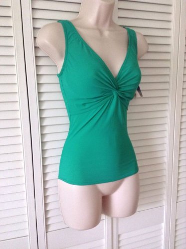 NWT Karla Colletto Jade V Neck Twist Tankini Top Separates, Size 6 $136