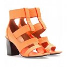 NEW Authentic CHLOE Orange Strappy Leather Sandals With Blocky Heel (Size 37.5)