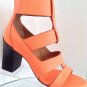 NEW Authentic CHLOE Orange Strappy Leather Sandals With Blocky Heel (Size 37.5)
