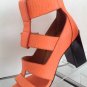 NEW Authentic CHLOE Orange Strappy Leather Sandals With Blocky Heel (Size 37.5)