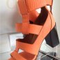 NEW Authentic CHLOE Orange Strappy Leather Sandals With Blocky Heel (Size 37.5)