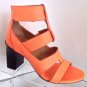 NEW Authentic CHLOE Orange Strappy Leather Sandals With Blocky Heel (Size 37.5)