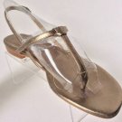 Authentic MANOLO BLAHNIK Metallic Leather Slingback Thong Sandals (Size 39.5)