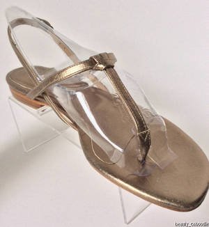 Authentic MANOLO BLAHNIK Metallic Leather Slingback Thong Sandals (Size 39.5)