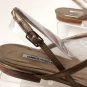 Authentic MANOLO BLAHNIK Metallic Leather Slingback Thong Sandals (Size 39.5)