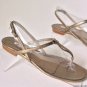 Authentic MANOLO BLAHNIK Metallic Leather Slingback Thong Sandals (Size 39.5)