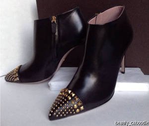 NEW GUCCI Studded Cap-Toe Black Bootie (Size 37.5) - MSRP $995.00!