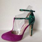 NEW Authentic ABS Allen Schwartz "DECO" Lilac/Emerald Heels - MSRP $149.00!