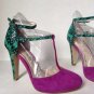 NEW Authentic ABS Allen Schwartz "DECO" Lilac/Emerald Heels - MSRP $149.00!