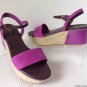 NEW COLE HAAN Arden Mixed-Media Platform Wedge Sandals - Aster Purple- $198.00