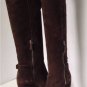 NEW Authentic PRADA Dark Chocolate Suede Zip Up Wedge Boots (Size 36.5)