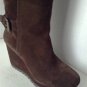 NEW Authentic PRADA Dark Chocolate Suede Zip Up Wedge Boots (Size 36.5)