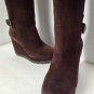 NEW Authentic PRADA Dark Chocolate Suede Zip Up Wedge Boots (Size 36.5)