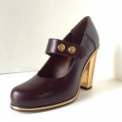 NEW MARNI Rich Burgundy/Gold Heel Mary Jane Pumps (Size 35.5) - MSRP $685.00!