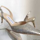 NEW Authentic JIMMY CHOO "Tide" Glitter Slingback Pumps w/Cap Toe (Size 35.5)