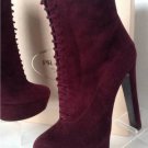 Authentic PRADA Suede Lace-Up Platform Ankle Boots (Size 39.5) - MSRP $990.00!