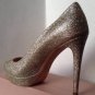 NEW Authentic MIU MIU Gold Glitter Peep Toe Platform Pumps (Size 41) - MSRP $675