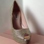 NEW Authentic MIU MIU Gold Glitter Peep Toe Platform Pumps (Size 41) - MSRP $675