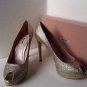NEW Authentic MIU MIU Gold Glitter Peep Toe Platform Pumps (Size 41) - MSRP $675