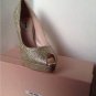 NEW Authentic MIU MIU Gold Glitter Peep Toe Platform Pumps (Size 41) - MSRP $675