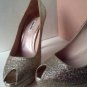 NEW Authentic MIU MIU Gold Glitter Peep Toe Platform Pumps (Size 41) - MSRP $675