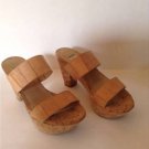 Authentic Stuart Weitzman Nupeaceful Leather Cork Platform Sandals (Size 5.5 M)