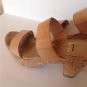 Authentic Stuart Weitzman Nupeaceful Leather Cork Platform Sandals (Size 5.5 M)