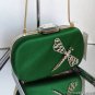 NEW FRANCHI Emerald Green Satin Embellished Clutch Retails $185.00