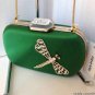 NEW FRANCHI Emerald Green Satin Embellished Clutch Retails $185.00
