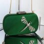NEW FRANCHI Emerald Green Satin Embellished Clutch Retails $185.00
