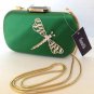 NEW FRANCHI Emerald Green Satin Embellished Clutch Retails $185.00