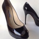 Authentic JIMMY CHOO Crown Patent Leather Peep-Toe Platform Pumps (Size 39.5)