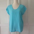 New Diane Von Furstenberg Acadia Crepe Top In Turquoise Sz Med. Msrp $155.00