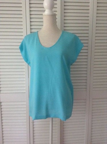New Diane Von Furstenberg Acadia Crepe Top In Turquoise Sz Med. Msrp $155.00