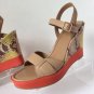 NEW Authentic COLE HAAN Paley High Wedge Sandals-Sandstone/Lemon Ice Snake Print