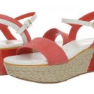 NEW COLE HAAN Arden Mixed-Media Platform Wedge Sandals - Orange Pop