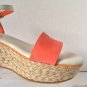 NEW COLE HAAN Arden Mixed-Media Platform Wedge Sandals - Orange Pop