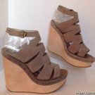 NEW Authentic MAX STUDIO Fend Embossed Suede Woodgrain Wedge Sandas (7.5 & 8.5)
