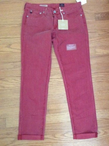 NWT Rare AG Adriano Goldschmied The Stilt Cigarette RollUp Red&Striped Sz26 $168