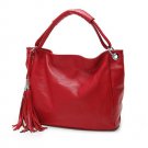Nasturtium Cowhide Leather Tote Bag Red