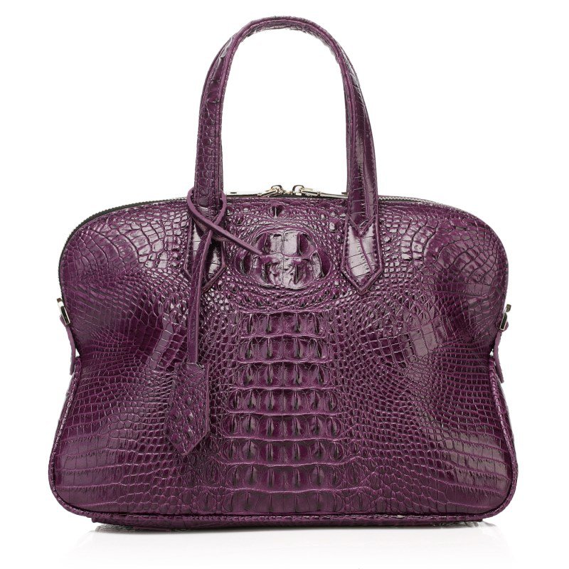 Isla Cowhide Embossed Crocodile Effect Leather Tote LH1035B Purple