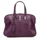 Isla Cowhide Embossed Crocodile Effect Leather Tote LH1035B Purple
