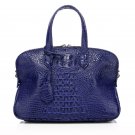 Isla Cowhide Embossed Crocodile Effect Leather Tote LH1035B Navy Blue