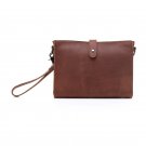 Viola Distress Cow Leather Clutch LH896 Dark Brown