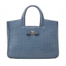 Brilo Cowhide Blue Leather Tote LH409