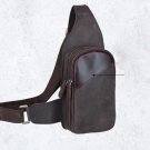 Cooper Distressed Cow Leather Dark Brown Chest Bag LH1178