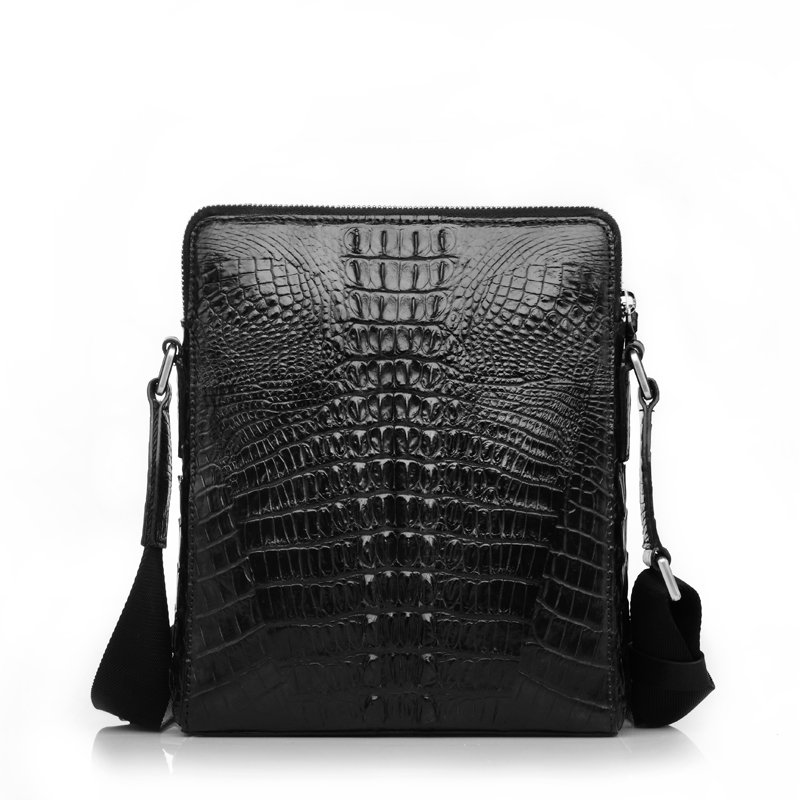 hayden medium crocodile embossed leather messenger bag